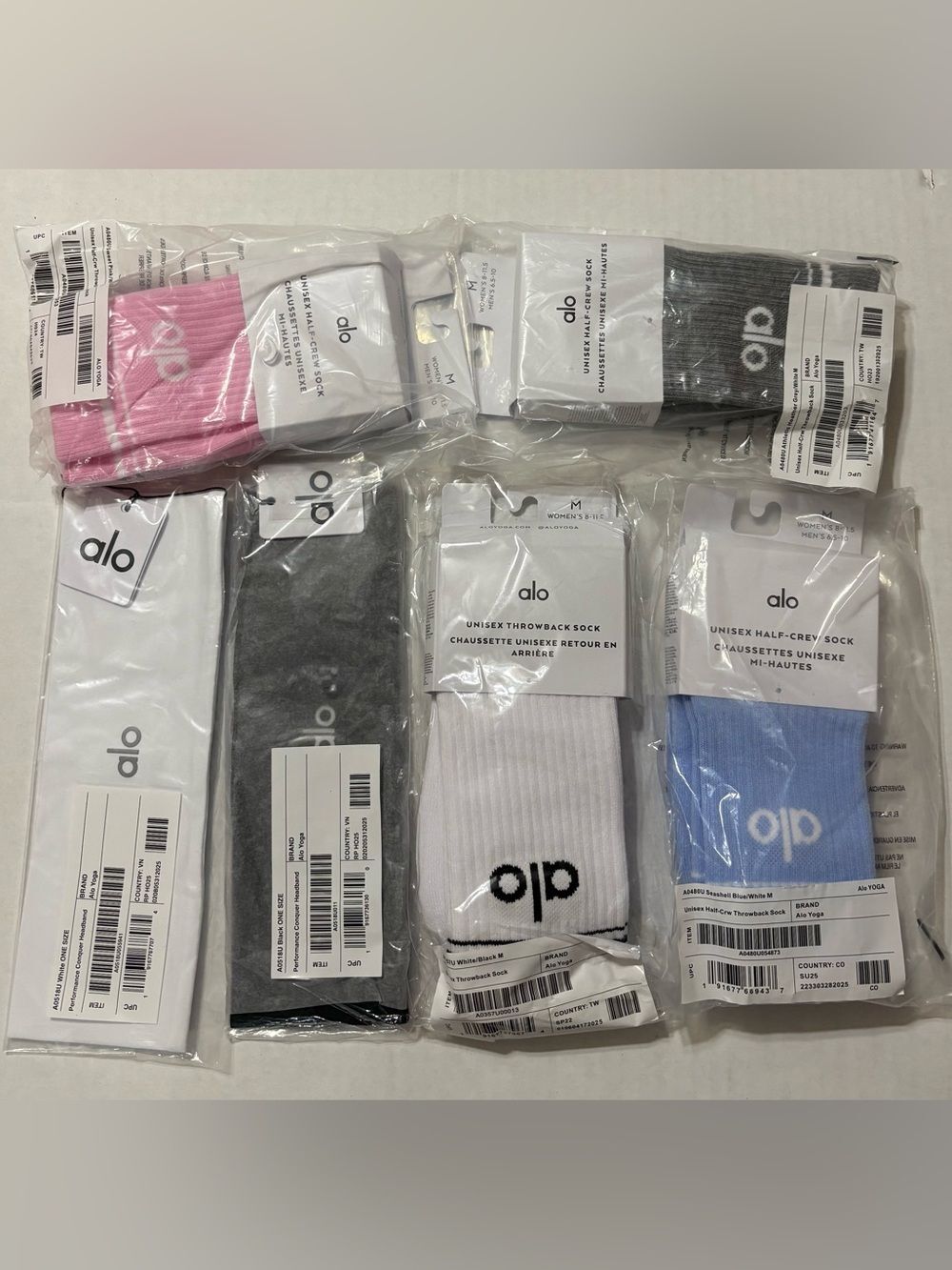 Authentic ALO yoga accessories bundle socks headbands unisex new nwt